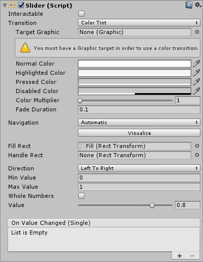 Unity Horizontal Slider Inspector